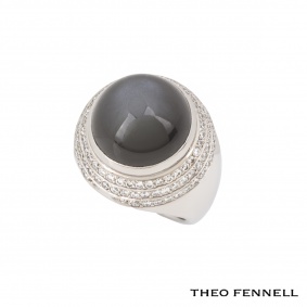 Theo Fennell 18k White Gold Grey Smokey Quartz Dress Ring